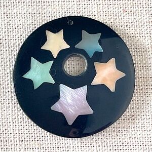 Black Star Pendant with Multicolor Inlays new age witchy 00s y2k necklace gift
